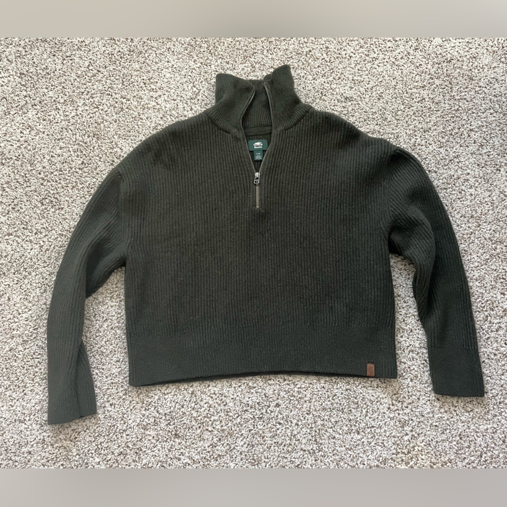 Dark Green Roots Knit Wool/Cashmere mix Quarter Zip
